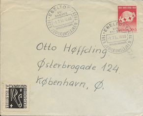 Kuvert med spejdermærkat sendt fra lejren